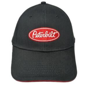Peterbilt Strapback Hat Black One Size Adjustable Embroidered Vent Holes